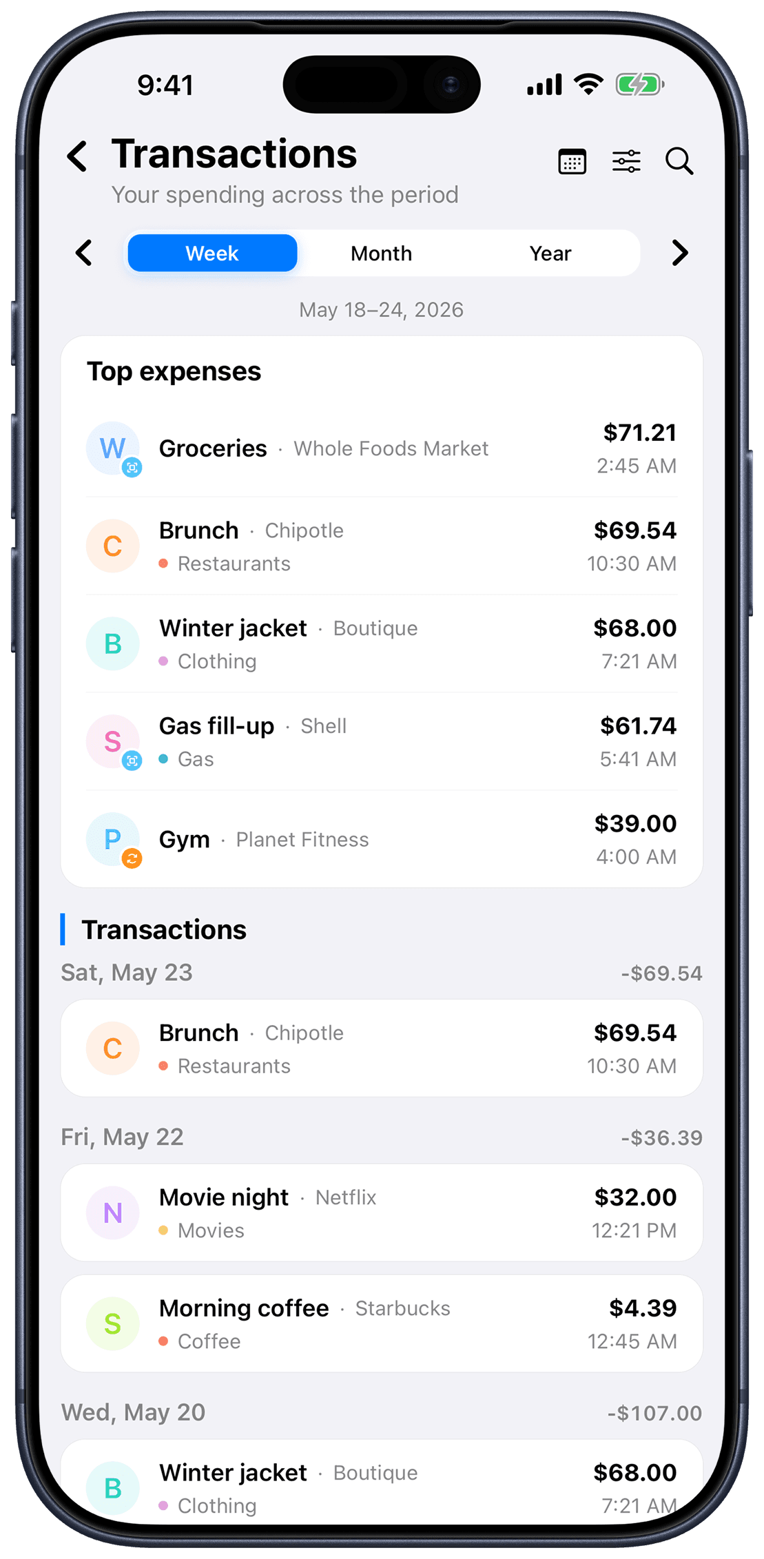 Kial transactions in light mode